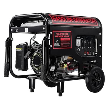 Stromerzeuger Benzin Handstart und E-Start 12 PS, 5000 W Maximalleistung, 3500 W max. Dauerleistung, 15 L Tank, 4-Takt-Motor, AVR-Funktion, 2x 220 V, Ölmangelsicherung, Überlastschutz