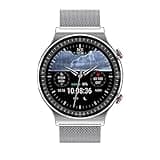 Knauermann Pro 2 (2023) Silber - Gesundheitsuhr Smartwatch - OSRAM Sensoren - EKG + HRV Funktion - BT Bluetooth - Schlafapnoe - Blutdruck - Metallarmband Silber, 14-24