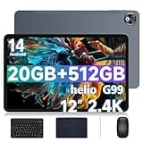 DOOGEE T40 PRO Tablet mit Tastatur, 20GB RAM +512GB ROM(2TB TF), Tablet 12 Zoll Helio G99,10800mAh Akku Android 14 LTE, 2.4K Android Tablet mit Stift 16MP 4G Dual SIM