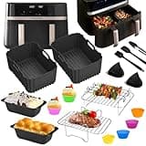 Heißluftfritteuse Zubehör für Russell Hobbs 2 Kammern 9L AirFryer - 17 Stück Airfryer Silikon Auflaufform Zubehör Set für Russell Hobbs 2 Fächer 9L, COSORI Dual Zone 8,5 L, Ninja Foodi MAX 9,5L