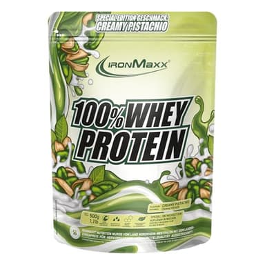 IronMaxx 100% Whey Protein Pulver 500g - Pistazie | Cremiger Eiweißshake mit BCAAs & EAAs | High Protein, Low Carb & zuckerarm | Ideal für Muskelaufbau & Fitness