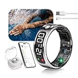 IUHFSIFS 6 Gen Smart Ring mit LED Screen【5.3+EDR Technologie - 0,1%± Fehler】【5ATM Wasserdicht】 Smartring für Männer und Frauen zur Überwachung von Schlaf, Herzfrequenz, Silver 11#