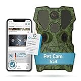 PETTEC - PetCam Trail Wildtierkamera [OHNE ABO-Falle] mit Nachtsicht 20m & Bewegungsmelder - 64MP Außenkamera 120° Weitwinkel mit Wi-Fi Direct & ca. 200m Reichweite - IP66 inkl Montagezubehör & Gurt