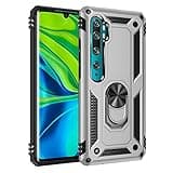 DEDUX Hülle für Xiaomi Mi Note 10/10 Pro [Tough Armour Series] Rugged Anti-Scratch PC Rückwand Schale + Shockproof TPU + Faltbarer Halterungen. Silber