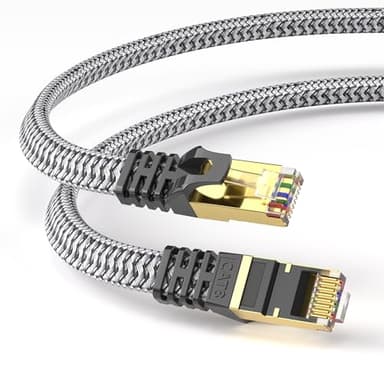 YesTXR Netzwerkkabel 5M, CAT 8 40Gbps LAN Kabel High Speed Ethernet Kabel 2000MHz S/FTP RJ45 Gigabit Nylon Patch Cord für PS5/4, Modems, TVs, Switches, Laptops, Router, etc., kompatibel mit Cat 6/7