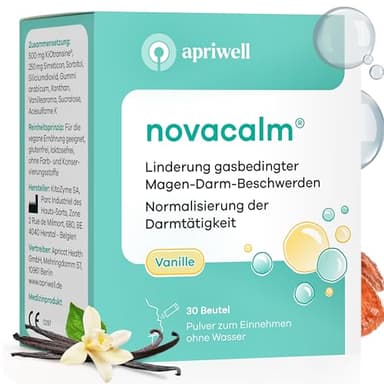 Novacalm bei Blähungen, Blähbauch, Bauchschmerzen & Völlegefühl – Medizinprodukt mit Simeticon & KiOtransine 30 Beutel – Für gasbedingte Magen-Darm-Beschwerden & normalisiert Darmtätigkeit