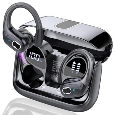 AI Kopfhörer Übersetzer, 3-in-1Bluetooth 5.4 Echtzeit Sprachübersetzer Kopfhörer 164 Sprachen mit App, 75Std Übersetzer Ohrhörer mit Ohrhaken und ENC Mic, 6 Übersetzungsmodi für Business, Schwarz