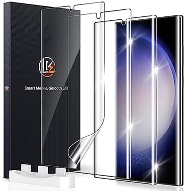 LK Schutzfolie Kompatibel mit Samsung Galaxy S23 Ultra, 3 Stück Schutzfolie[Nicht-Glas],Vollständige 4D-Gewölbte Fingerabdruck-ID Displayfolie, HD Klar
