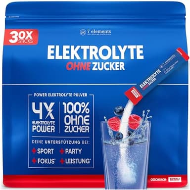 Elektrolyte OHNE ZUCKER - 30 Stück - 1390mg Elektrolyte für Sport und gegen Kater - Elektrolyt Pulver kalorienarm und zuckerfrei - Premium Electrolytes mit verbessertem Berry-Geschmack – 300g