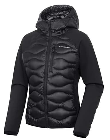 Pioneer Camp Sport Jacket Damen Wasserdicht Laufjacke Herbst und Winter Leicht Steppjacke Warm Übergangsjacke für Frauen Atmungsaktiv Softshelljacke mit Kapuze und Taschen（Black;S