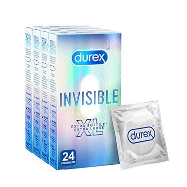 Durex Invisible Ultradünne Kondome (0,05 mm) mit hoher Empfindlichkeit XL, Extralarge, 24 Prophylaktisch