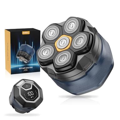 Glatzen Rasierer Herren Elektrisch, Kibiy Kopfrasierer mit Magnetischen 6 Scherköpfen, IPX7 Wasserdicht, Kopfrasierer für Glatze mit LED-Anzeige, Typ-C Aufladung