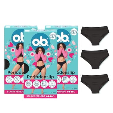 o.b. Periodenslip Größe XS/S, wiederverwendbare Periodenunterwäsche bei starker Periode, Menstruationsunterwäsche für bis zu 12 Stunden Auslaufschutz, auch erhältlich in den Größen M/L, XL/XXL