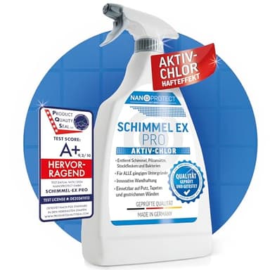 Nanoprotect Schimmelentferner | Extrastark durch Aktiv-Chlor | Professionelles Schimmelspray mit Hafteffekt | Anti Schimmel | Bad, Wand, Fugenreiniger