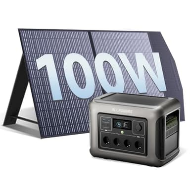 ALLPOWERS R1500 LITE Set Tragbare Powerstation mit 100W Solarpanel, 1056Wh LFP Batterie Backup mit 4 1600W AC Ausgäng, Schnellladung von 0-80% in 40 Mins Solar Generator, Notstromaggregat für Camping