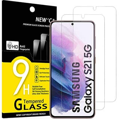NEW'C 2 Stück für Samsung Galaxy S21 5G für Panzerglas (6,2 Zoll), Frei von Kratzern, 9H Härte, HD Displayschutzfolie, 0.26mm Ultra-klar, Ultrabeständig