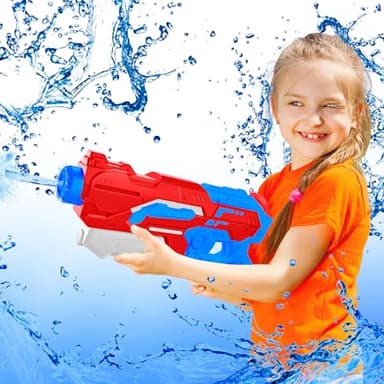 Wasserpistole Kinder – 1200ML Wasserspritzpistole mit 8–10m Reichweite, Outdoor Spielzeug für Sommer, Strand, Pool & Garten – Wasserblaster große reichweite für Jungen & Mädchen (Rot)