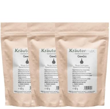 Nuss Schnaps Gewürz | Nussschnaps zum Ansetzen | Schnaps selber machen mit Nussschnaps Gewürz | Nussschnaps Ansatz für 2 Liter Nussschnaps pro Päckchen | Ansatzmischung 3 x 60 g