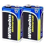 2 x Wilhelm Universal 9V Block Batterien auch für 10 Jahres Rauchmelder geeignet Longlife Blockbatterie für maximale Lebensdauer 6LR61 9 Volt