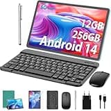 Android Tablet,11 Zoll Tablet Android 14 mit Tastatur, 12GB+256GB, 1TB Expand, Tablet PC mit Octa-Core, 8000mAh, 2.4G/5G WiFi, 13MP+5MP Kamera, 2 in 1 Tablet mit Tastatur Tasche, Maus, Stylus(Grün)