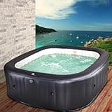 BRAST® Whirlpool aufblasbar MSpa Otium für 6 Personen 185x185x68cm In- Outdoor Pool 125 Massagedüsen Timer Heizung Aufblasfunktion per Knopfdruck Bubble Spa Wellness Massage