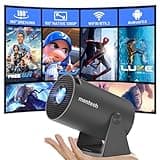 mentech Mini Beamer, 180° Drehbarer Mini Projektor mit WiFi und Bluetooth, 150" Smart-Projektor mit Android TV 11.0, 1080P, 2.4G/5G WiFi 6, Automatische Trapezkorrektur für Heimkino, Eisengrau
