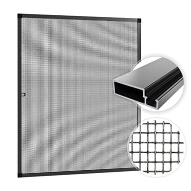 SAMUFLY Fliegengitter mit Alurahmen anthrazit 80x100cm Fensterschutz Insektenschutzgitter für Fenster Fliegennetz Mückenschutz Insektenschutzrahmen