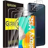 QULLOO Schutzfolie für Samsung Galaxy M32 4G / M22, 3 Stück Displayschutzfolie mit 3 Stück Kameraschutz [9H Härte Gehärtetes Glas ][HD Klar Schutzglas][Anti-Kratzen Folie]