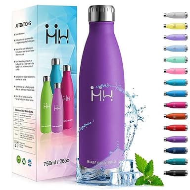 HoneyHolly Trinkflasche Edelstahl - 750ml - Thermosflasche, BPA-Frei, Trinkflasche Sport - Auslaufsicher Wasserflasche,Trinkflasche Kohlensäure Geeignet, Thermoskanne für Fitness, Gym, Fahrrad