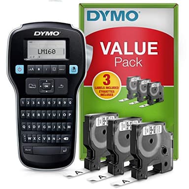 DYMO LabelManager 160 Grundset mit Beschriftungsgerät | Tragbarer Drucker mit 3 Rollen Etikettenband für DYMO D1 | AZERTY-Tastatur | Ideal für Büro oder Zuhause