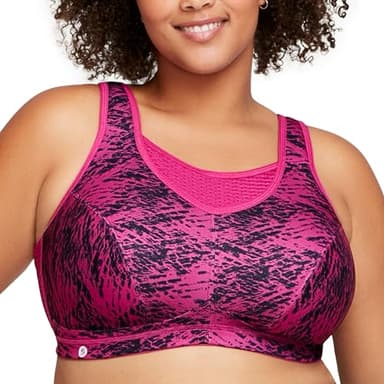 Große Größen Plusgröße Bustier Elite Sport-BH mit bestem Halt ohne Bügel Nr. 1067, Fuchsia Print, 105E