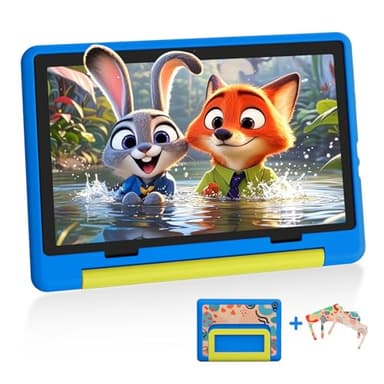 Laptok Kinder Tablet 10 Zoll, Android15 Tablet mit 20 GB RAM+64GB ROM(TF 1TB), Octa Core, Wi-Fi 6G, Widevine L1, 5000mAh, Type-C, Sturzsicherer Schutzhülle Blau