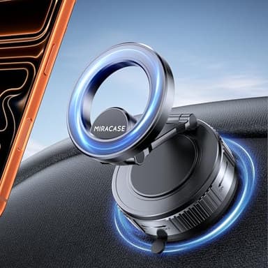 Miracase Vakuum Handyhalterung Auto für Magsafe Autohalterung [24 XN55 Magneten & Stärkster Gel ] 360° Drehbare faltbar Handyhalterung Magnet, KFZ Autohalterung für iPhone Alle Handys