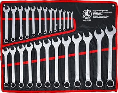 BGS Diy 1198 | Maul-Ringschlüssel-Satz | 25-tlg. | SW 6-32 mm | inkl. Tetron-Rolltasche | Gabelringschlüssel