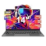 Laptop Win 11 con 5G WiFi, Laptops 14 Inch 6GB RAM 256GB SSD Erweiterung 1TB, BT 4.2 3.0 Übertragung Anschluss 1920*1080 FHD, Notebook With Mini Multimedia Anschluss & Deutscher Keyboardfilm-Grey