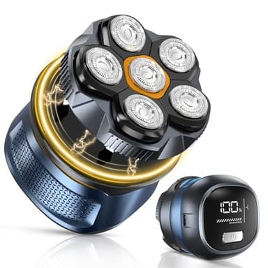 Glatzen Rasierer Herren Elektrisch 6D, 2 Modi Head Shaver Men Magnetische, Kopfrasierer Glatze für 0,0 mm, IPX7 Wasserdicht Kopf, Wiederaufladbar Typ-c, Leicht zu Reinigen Nass und Trockenrasierer