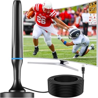 DVBT2 Antenne, DVB-T/DVB-T2-Antenne, Stärkere Stabantenne für digitales Fernsehen/Digital TV/DAB Radio/DVB-T2 Tuner Stick, Maximale Signalqualität - Mit Magnetfuß 3m Kabel