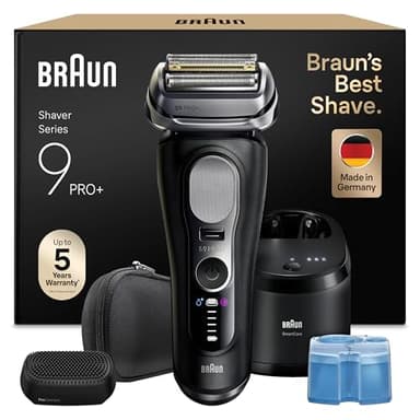 Braun Series 9 PRO+ Elektrorasierer Herren, 5+1 Ultradünne Präzisionsklingen, Pro-SensoAdapt, Rasierapparat mit 60 Min. Akku, 6-in-1 SmartCare Center, Nass- und Trockenrasierer – 9690cce, Schwarz