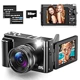 Digitalkamera 4K 48MP Autofokus Kamera Fotokamera mit 3" 180° Klappbildschirm, 4K Kompakte Digitalkameras mit 32GB Karte, 16X Digitalzoom, 2 Akkus für Anfänger, Teenager