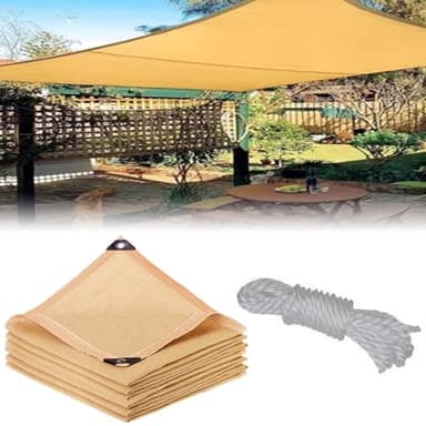 Rechteckiges Sonnensegel, 4 x 6 m, für den Außenbereich, wasserdicht, für Pergola, Pool, Terrasse, UV-beständig, mit Seil und Ösen, quadratischer Sonnenschutz