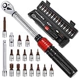 18 Stück Drehmomentschlüssel 1/4 Zoll, 2-24 Nm Drehmomentschlüssel Klein, ±3% Fehlergenauigkeit, 72 Zähnen Ratsche, Torque Wrench Set mit Verlängerungsstange für Fahrrad und Motorrad