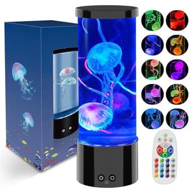 AONESY LED Quallen Lampe 17 Farben, Jellyfish Lamp Lavalampe Aquarium Auallen Jellyfish Lampe Kinder mit Fernsteuerung, Quallenlampe Aquarium Deko Stimmungslicht-Schwarz