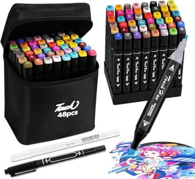 ariel-gxr 48+2 Farben Alcohol Marker, Alkohol Stifte mit zwei Spitzen, Alkoholmarker Stiftes, Filzstifte Dicke und Dünne, Marker Stifte mit Tragetasche, Permanent-Kunstmarker-Set für Malerei, Design