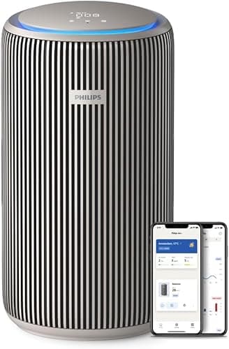 Philips PureProtect 3200 Serie: Intelligenter Luftreiniger, HEPA- und Aktivkohlefilter, CADR 500 m³/h für 130 m², besonders leise und energieeffizient, erfasst 99,97% Allergene (AC3210/12)