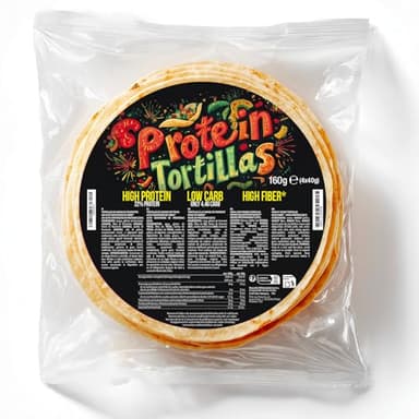 Protein Wraps Low Carb – 4 Tortilla à 40g – High Protein (22%), Ballaststoffreich (26%) – Low Carb (11%) – Für Keto Ernährung – Alternative zu Brot ohne Kohlenhydrate