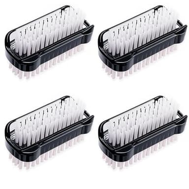 zoerbufan 4 Stück Handbürste Nagelbürste mit Harten Borsten, Doppelseitige Finger Bürste, Handwaschbürste für Reinigung von Hand Nagel Bad Waschbecken(Schwarz)