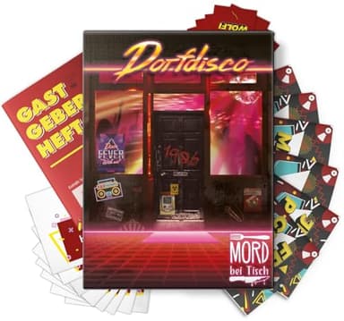 MORD bei Tisch Krimidinner für Zuhause - 4 bis 6 Personen - Der Dorfdisco Fall - Das Krimi Spiel ab 16 Jahren – Ideal als Krimi Dinner für eine mörderische Dinnerparty