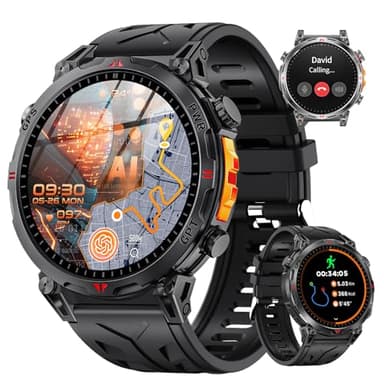 Rmana Smartwatch Herren GPS,2026 Militär Smartwatch Sportuhr mit Telefoniefunktion, 1.6 Zoll AMOLED Fitnessuhr,ChatGPT/AI/5 GPS-Sportmodi/über 100 Sportmodi Sportuhr für Android iOS