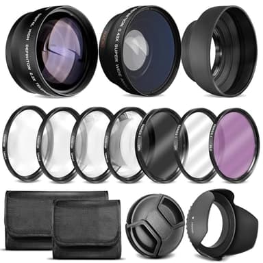 Ultra Deluxe Objektiv-Set für EOS M6 Mark II, EOS M50, EOS M50 Mark II, EOS M200 mit 15-45 mm Objektiv, Fuji X100V - Beinhaltet: 7-teiliges 49-mm-Filterset + 49-mm-Weitwinkel- und Teleobjektiv