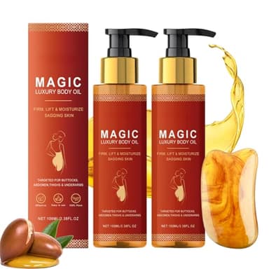 2 Stück Glow Remedy Oil Original,Magic Luxury Body Oil,Glow Remedy Öl Straffendes Magic Körperöl für Schlaffe Haut,Revitalisierung der Haut,Body Oil für Trockene Haut,mit Massage Board für Skincare